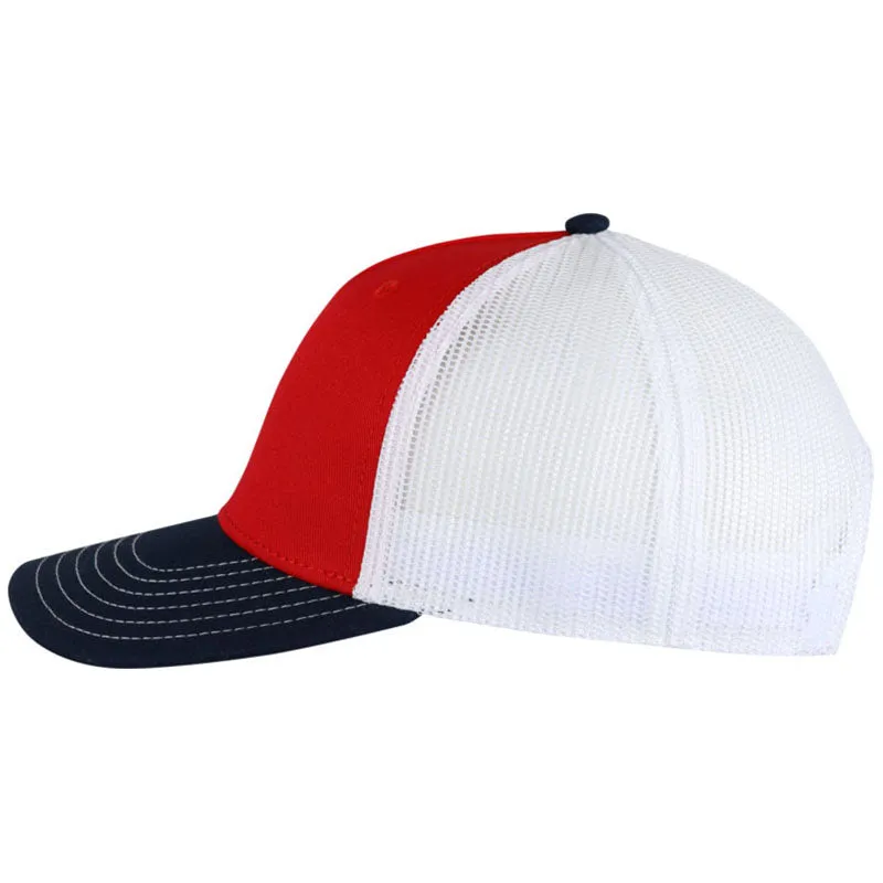 Ahead Red Crown/Navy Bill/White Mesh Wave Rider Cap