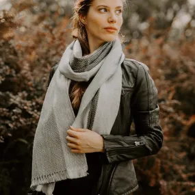 Alpaca shawl scarf - Grey ombré stripes