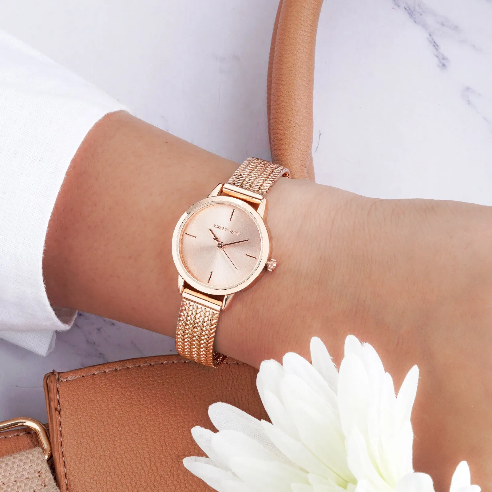 Anetra All Rosegold Mesh Strap Watch