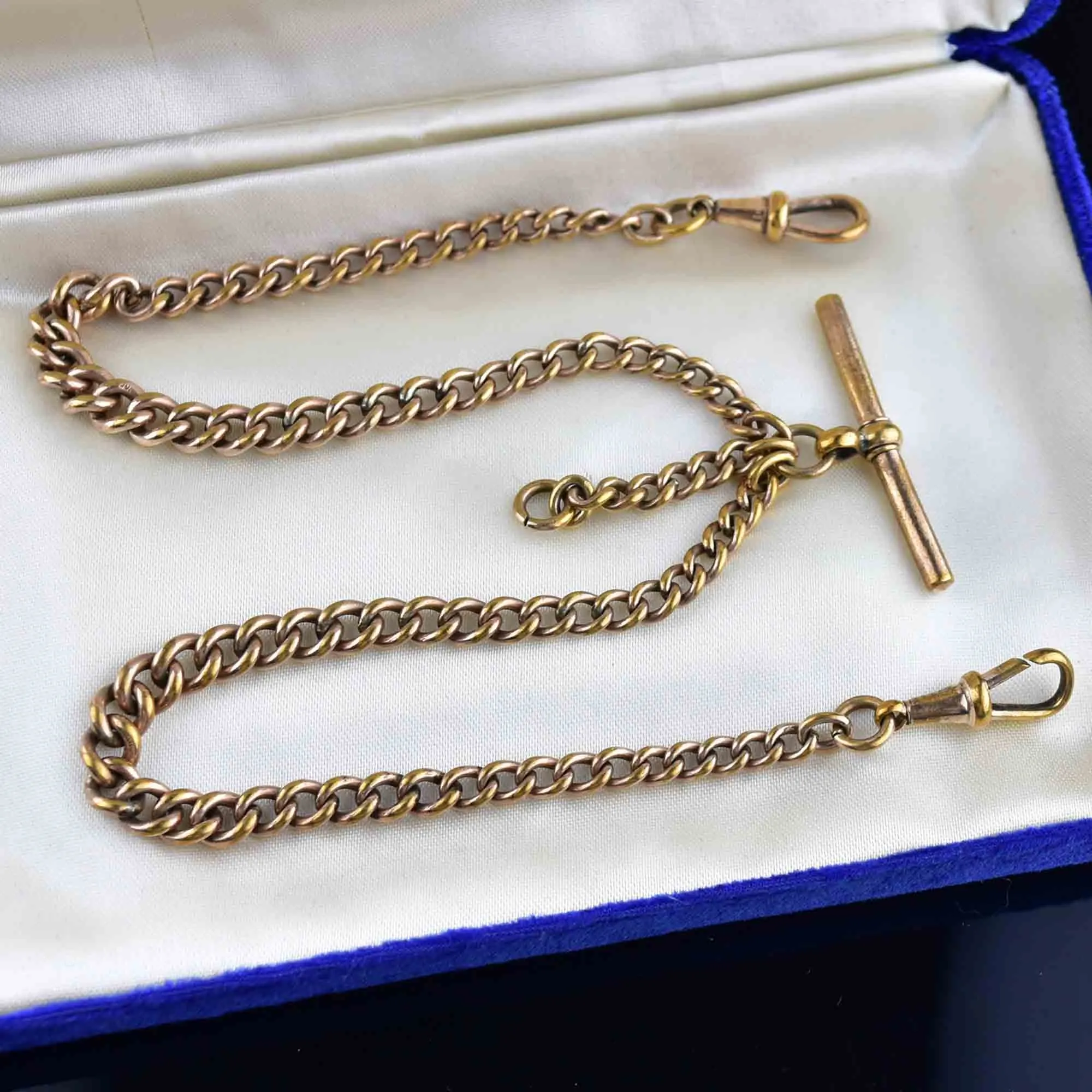 Antique Rolled Gold Double Albert Watch Chain Necklace