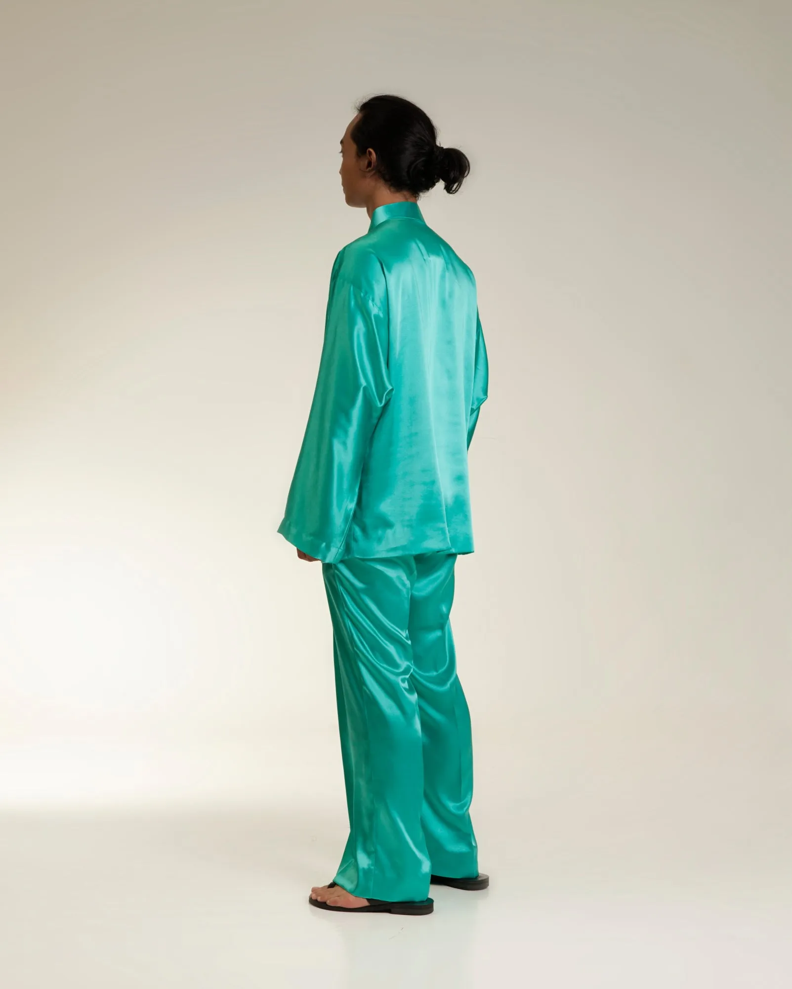 Baju Melayu Shirt Set (Tiffany Blue Satin)