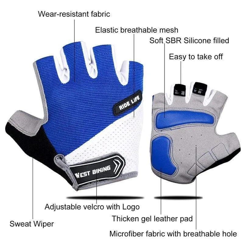 Bicycle Gloves Half-finger Breathable MTB Road Bike Gloves Anti-skid Mat Motorcycle Men Women Sports Cycling Gloves