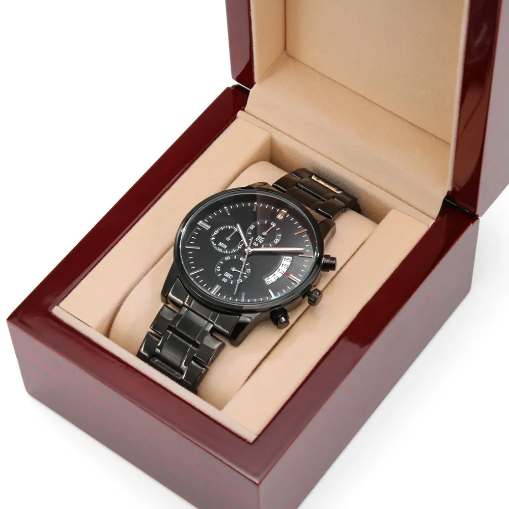 Biker Dad Like a Normal Dad Only Cooler Father's Day Black Engraved Chronograph Watch