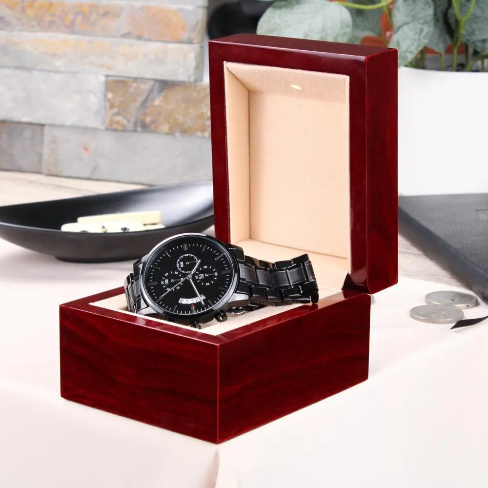 Biker Dad Like a Normal Dad Only Cooler Father's Day Black Engraved Chronograph Watch