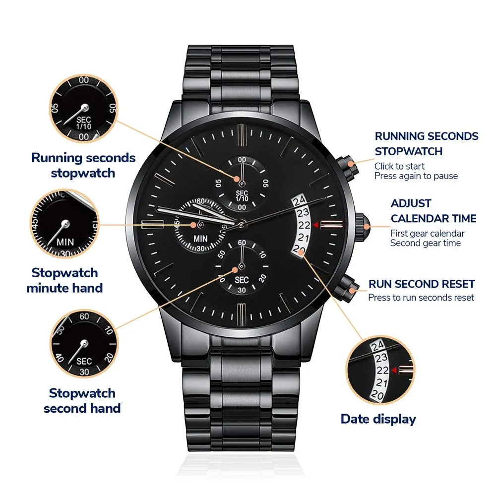 Biker Dad Like a Normal Dad Only Cooler Father's Day Black Engraved Chronograph Watch