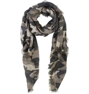 Blue Pacific Cashmere and Modal Scarf in Desert Taupe Camouflage