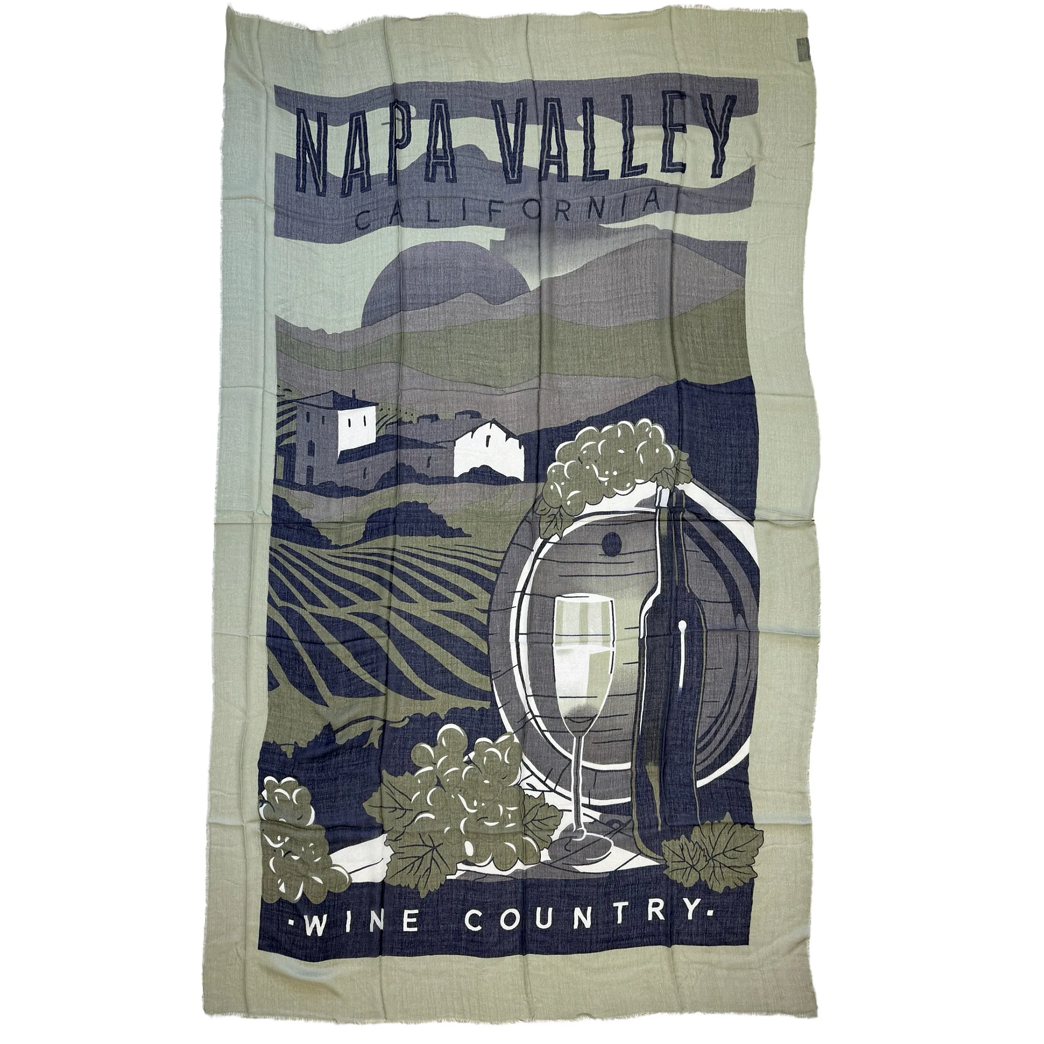 Blue Pacific Micromodal Vintage Vineyard Napa Valley Scarf in Olive Navy and Black