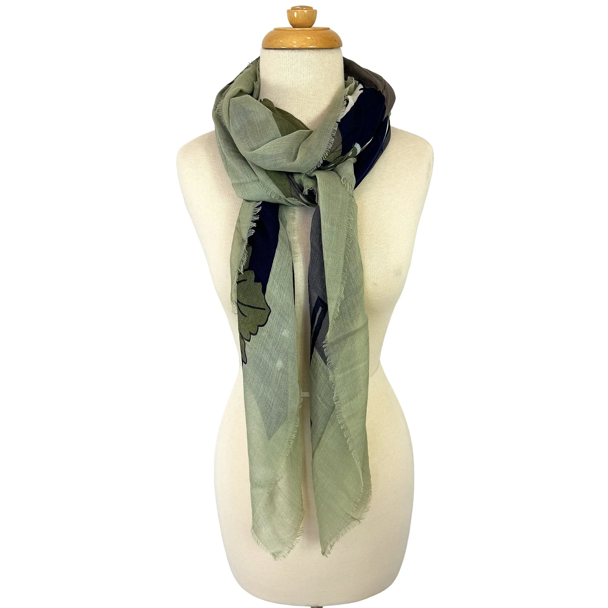 Blue Pacific Micromodal Vintage Vineyard Napa Valley Scarf in Olive Navy and Black