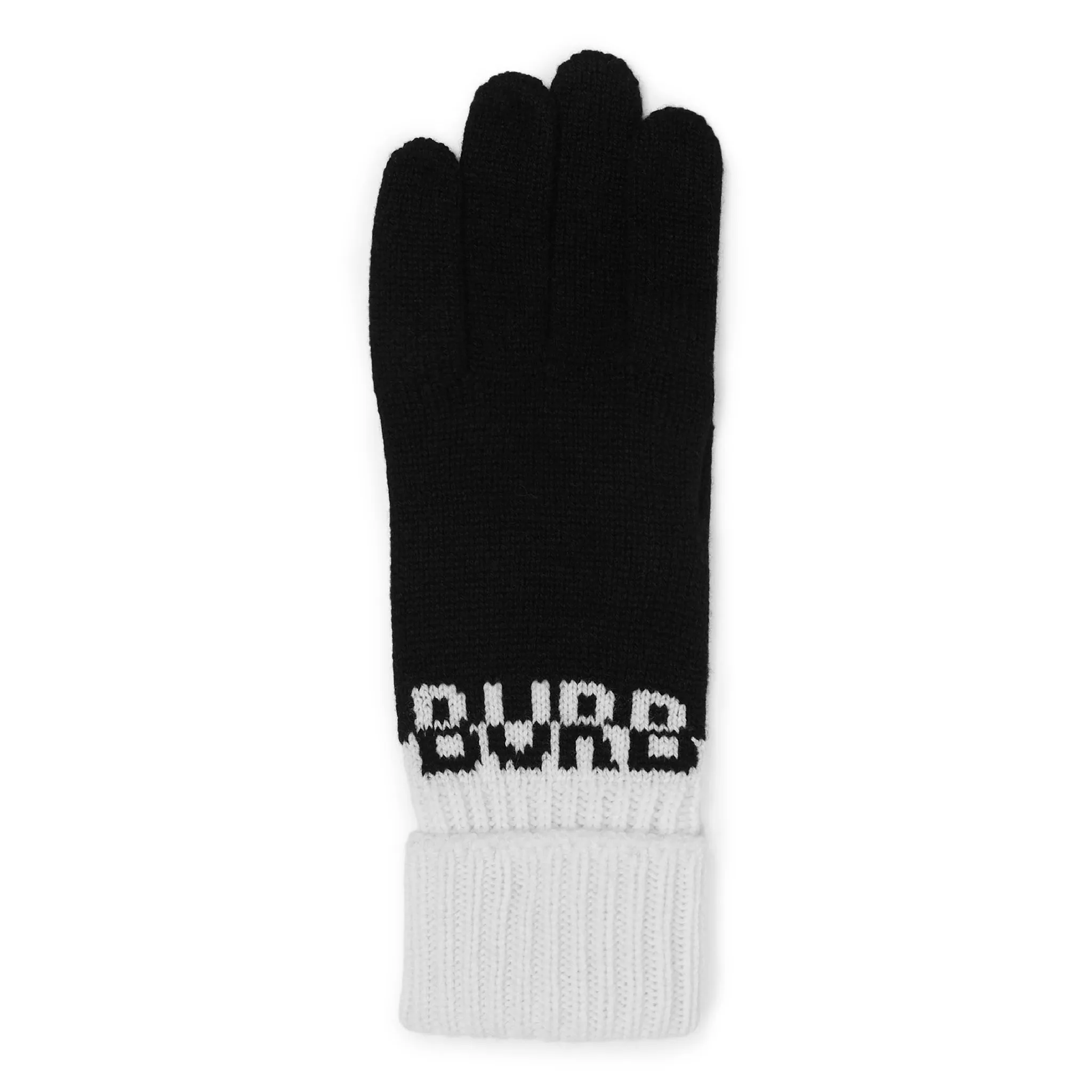 Burberry Logo Intarsia Two-Tone Cashmere Black White Gloves