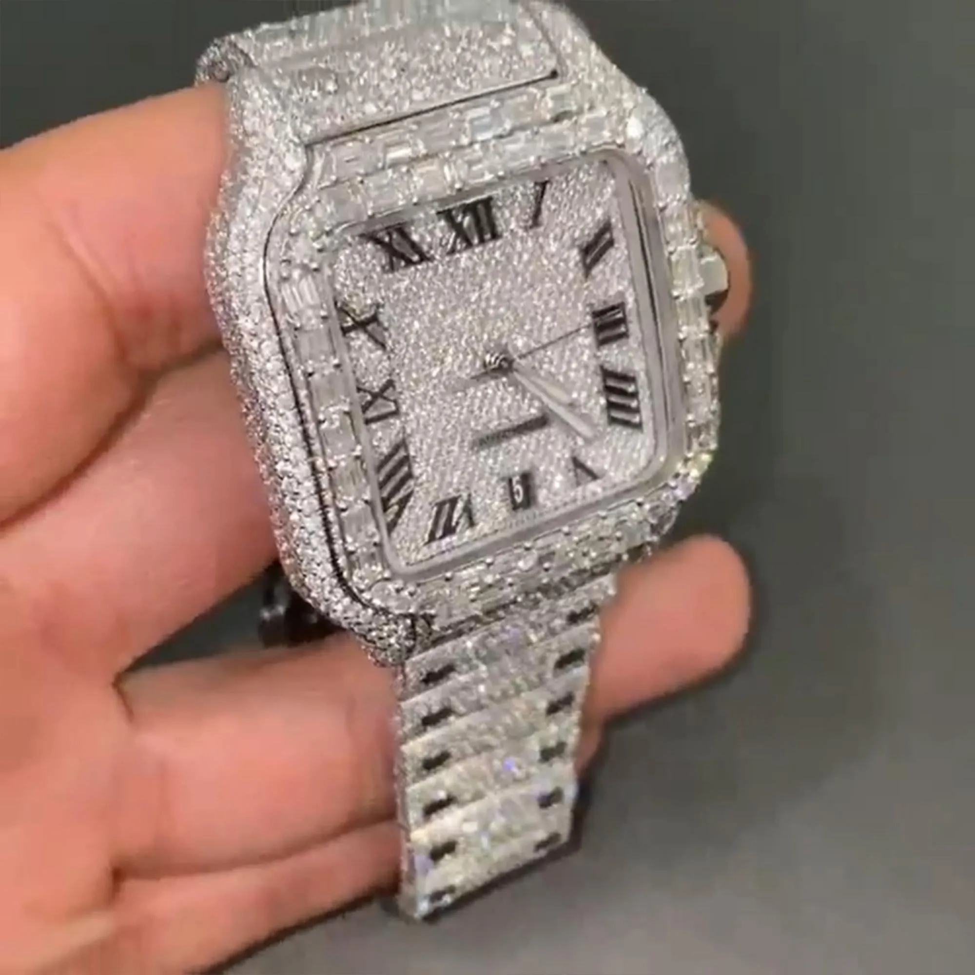 Cartier Santos Moissanite Diamond Watch w 27