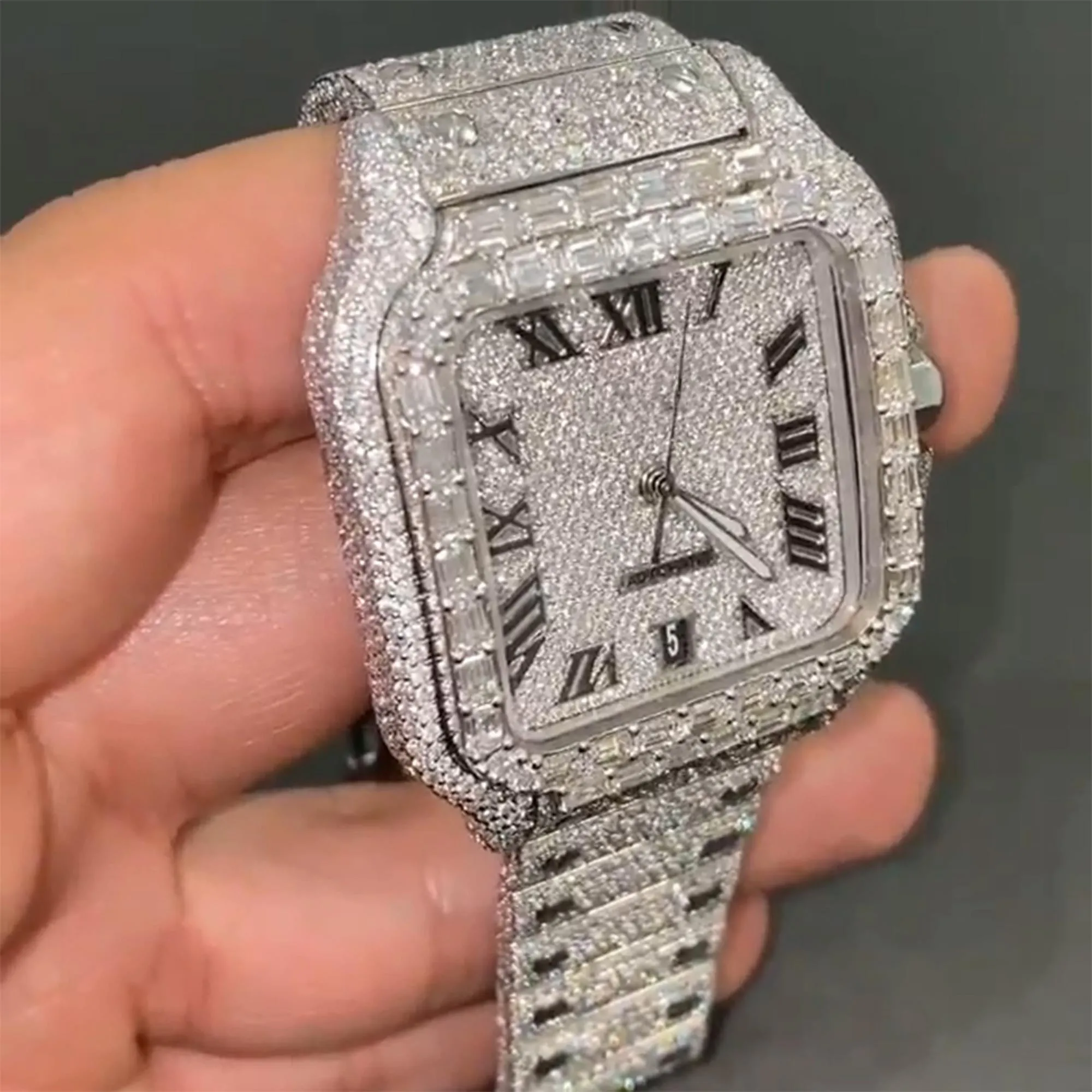 Cartier Santos Moissanite Diamond Watch w 27