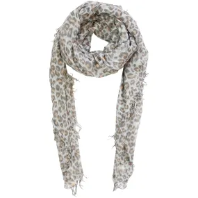 Chan Luu Cashmere and Silk Scarf Shawl in White Leopard Print