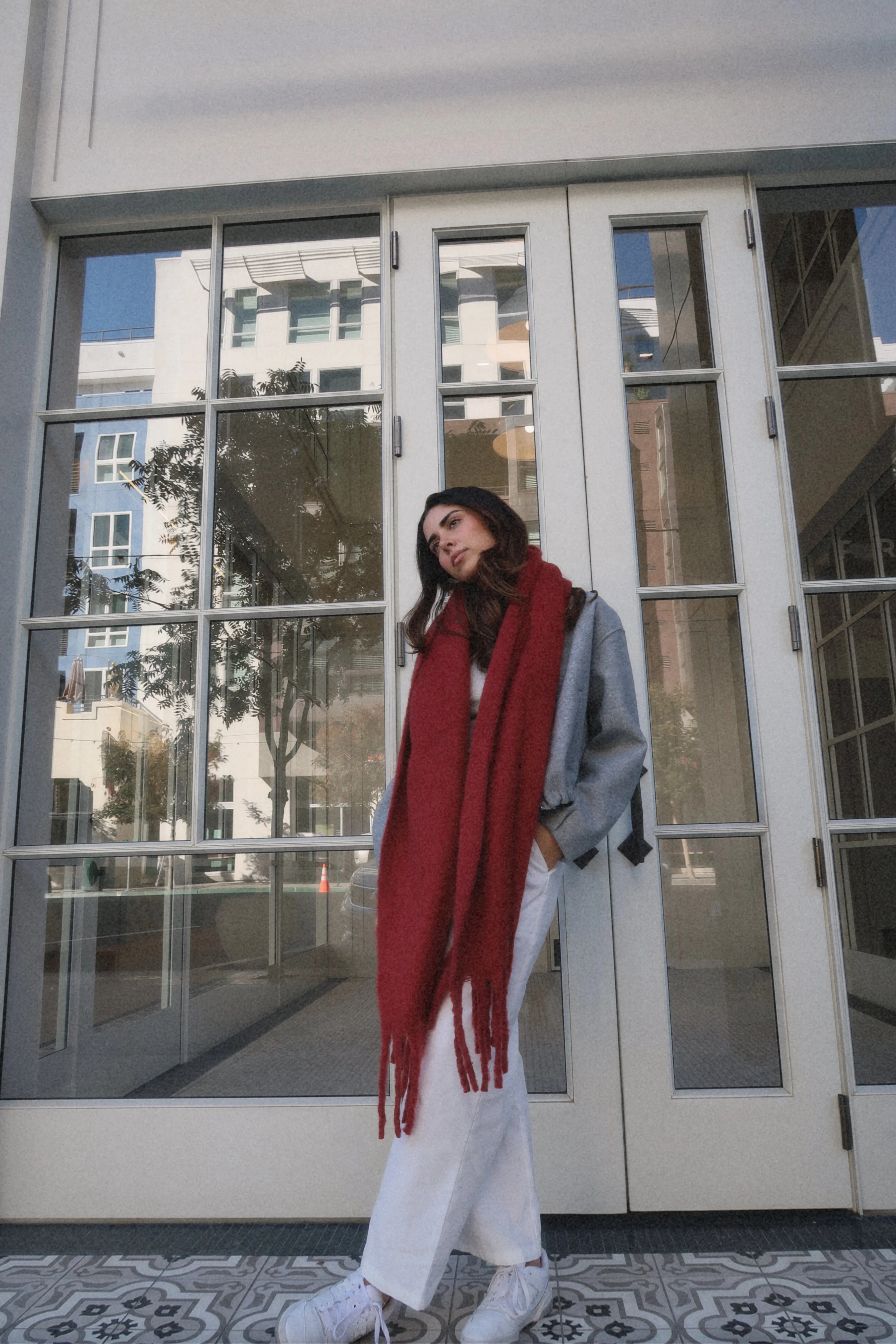 Cherry Red Blanket Scarf