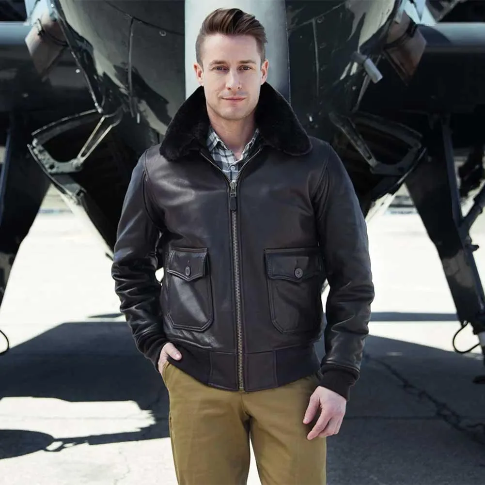 Cockpit USA Mens G-1 Calfskin Leather Flight Jacket