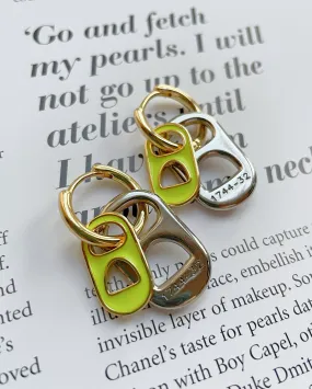 Combined neon soda caps gold plated earrings