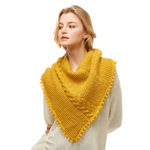 Cozy Pom Pom Tube Scarf Soft Knit Wrap