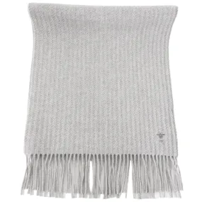 Dior Grey Cashmere Fringe Large Wrap Scarf