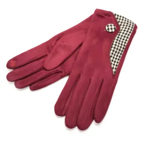 Dogtooth& Button Glove - Dark Pink