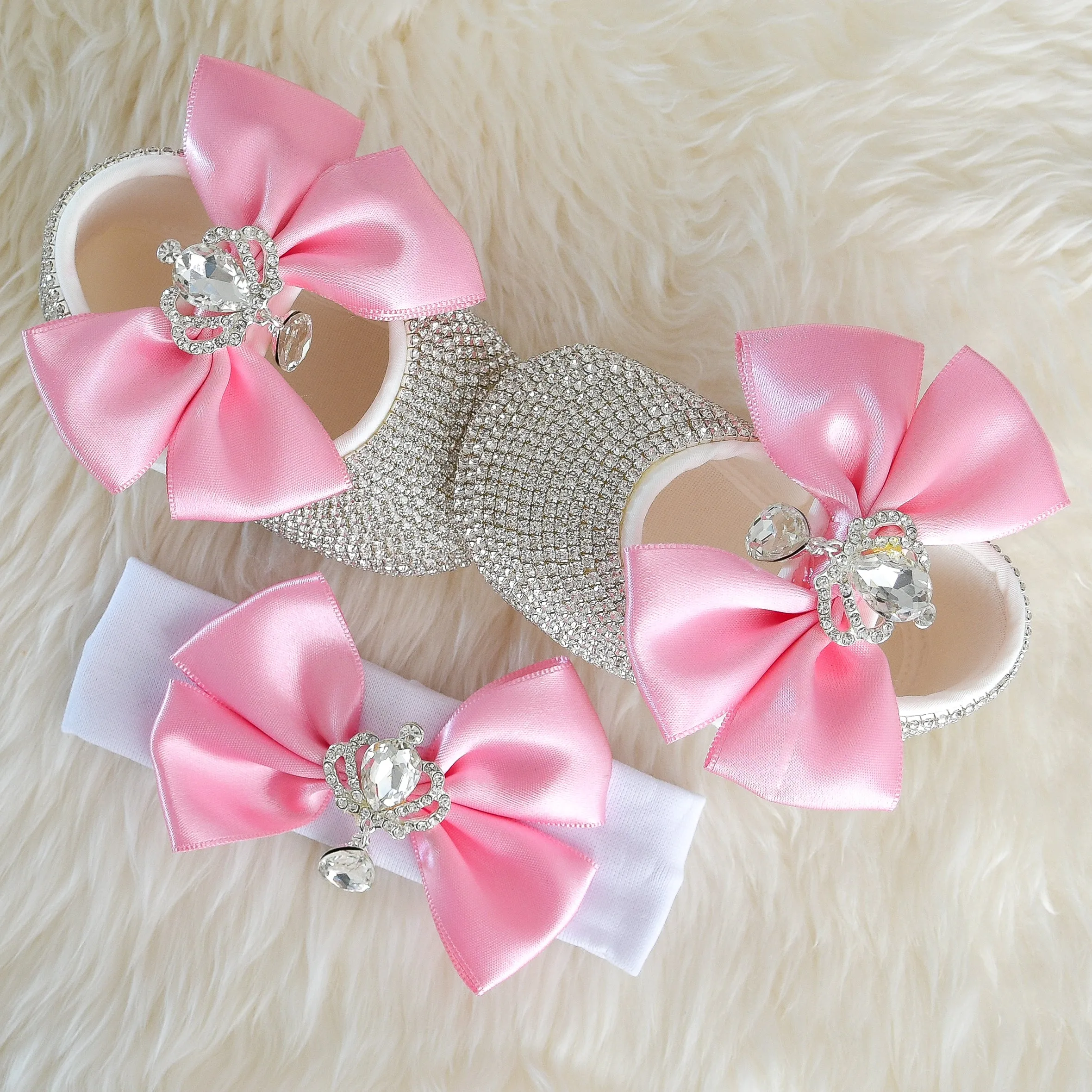 Double Bow Swarovski Baby Girl Shoes