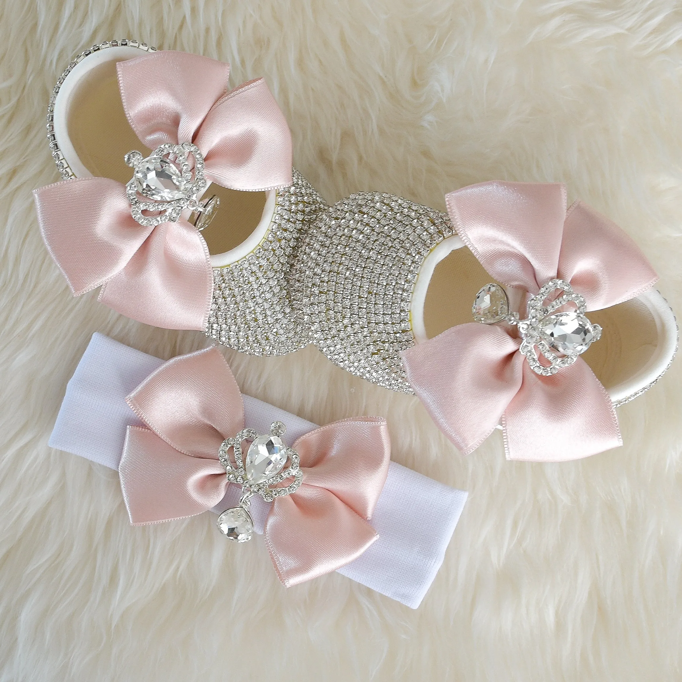 Double Bow Swarovski Baby Girl Shoes