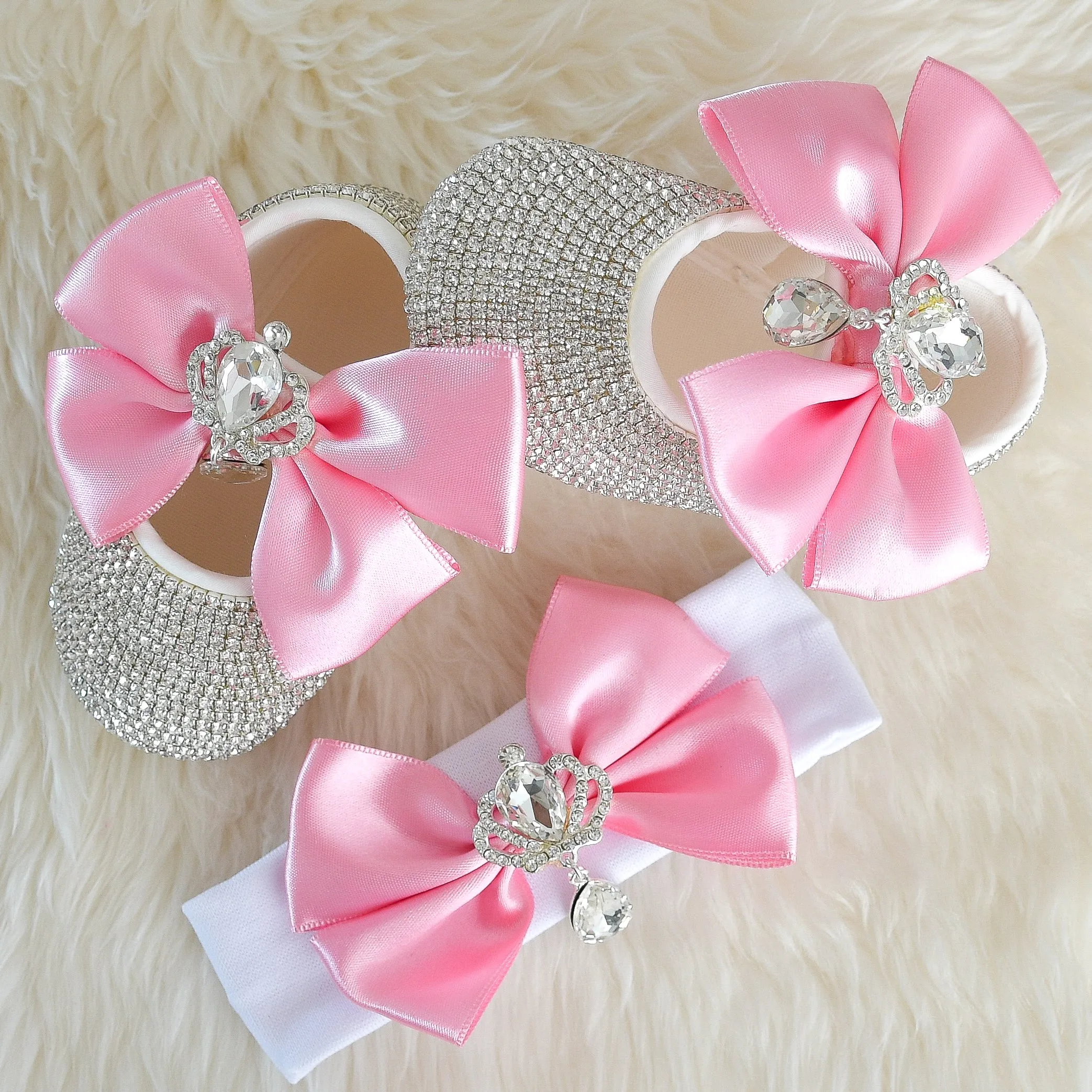 Double Bow Swarovski Baby Girl Shoes