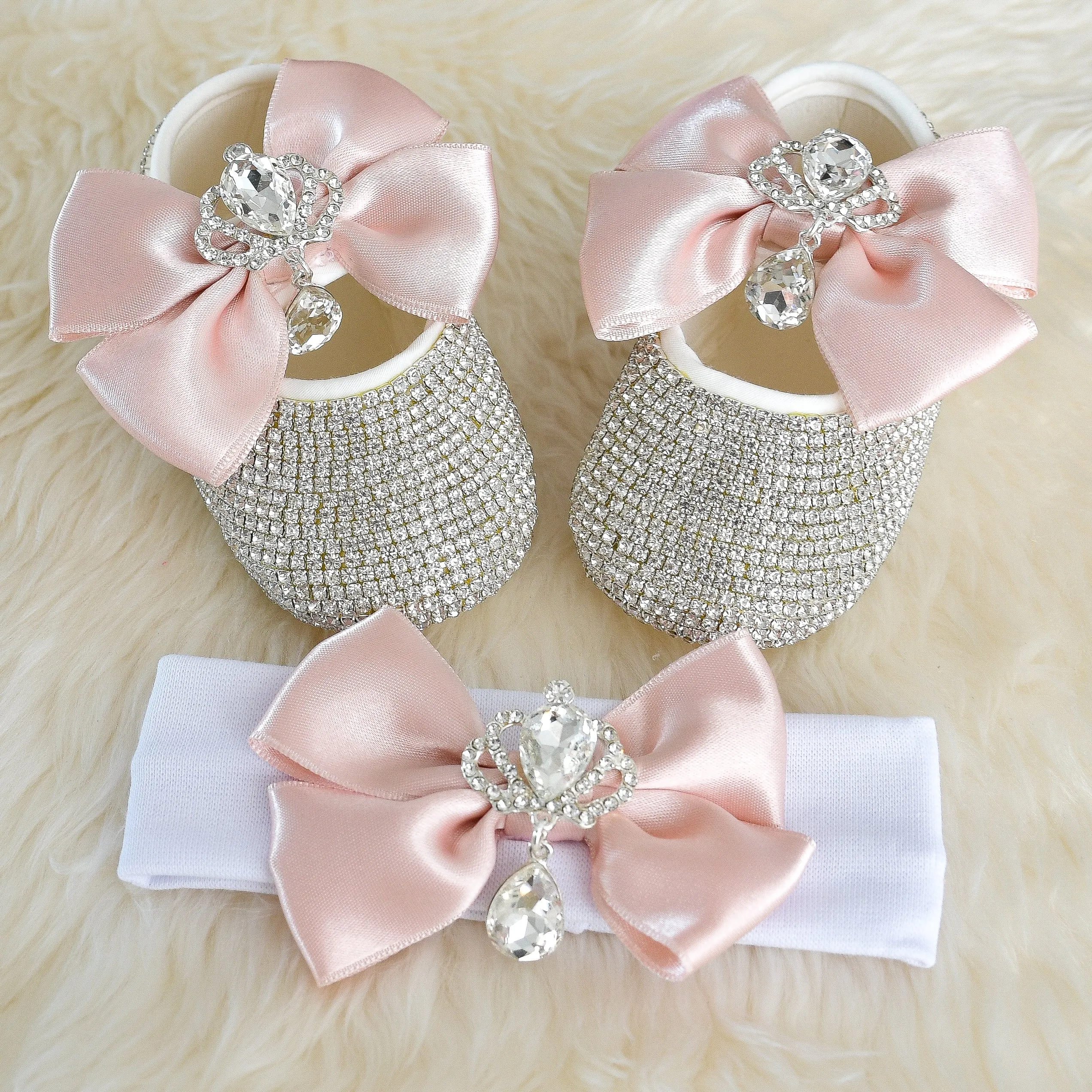 Double Bow Swarovski Baby Girl Shoes