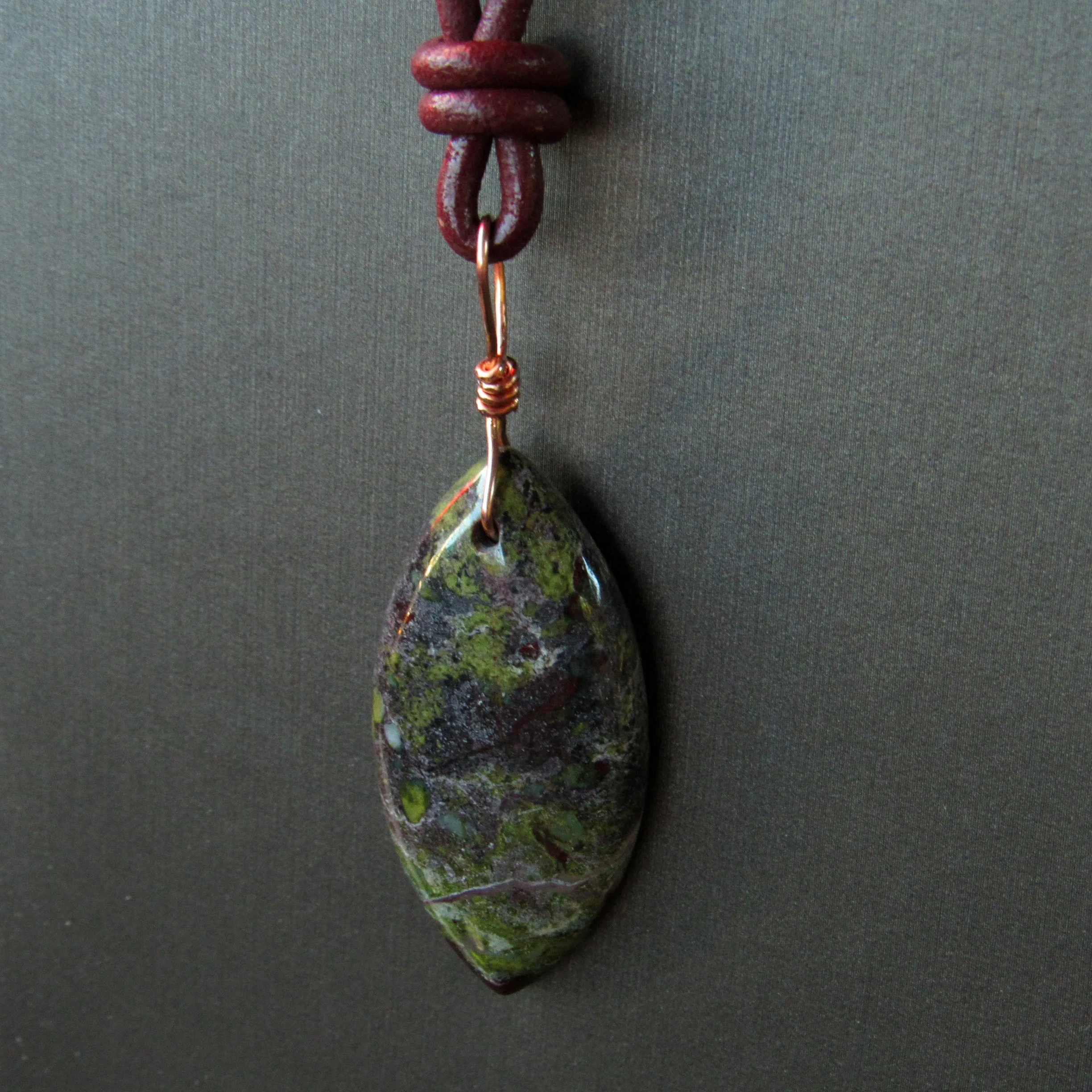 Dragon’s Blood Jasper gemstone on Leather Necklace