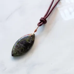 Dragon’s Blood Jasper gemstone on Leather Necklace