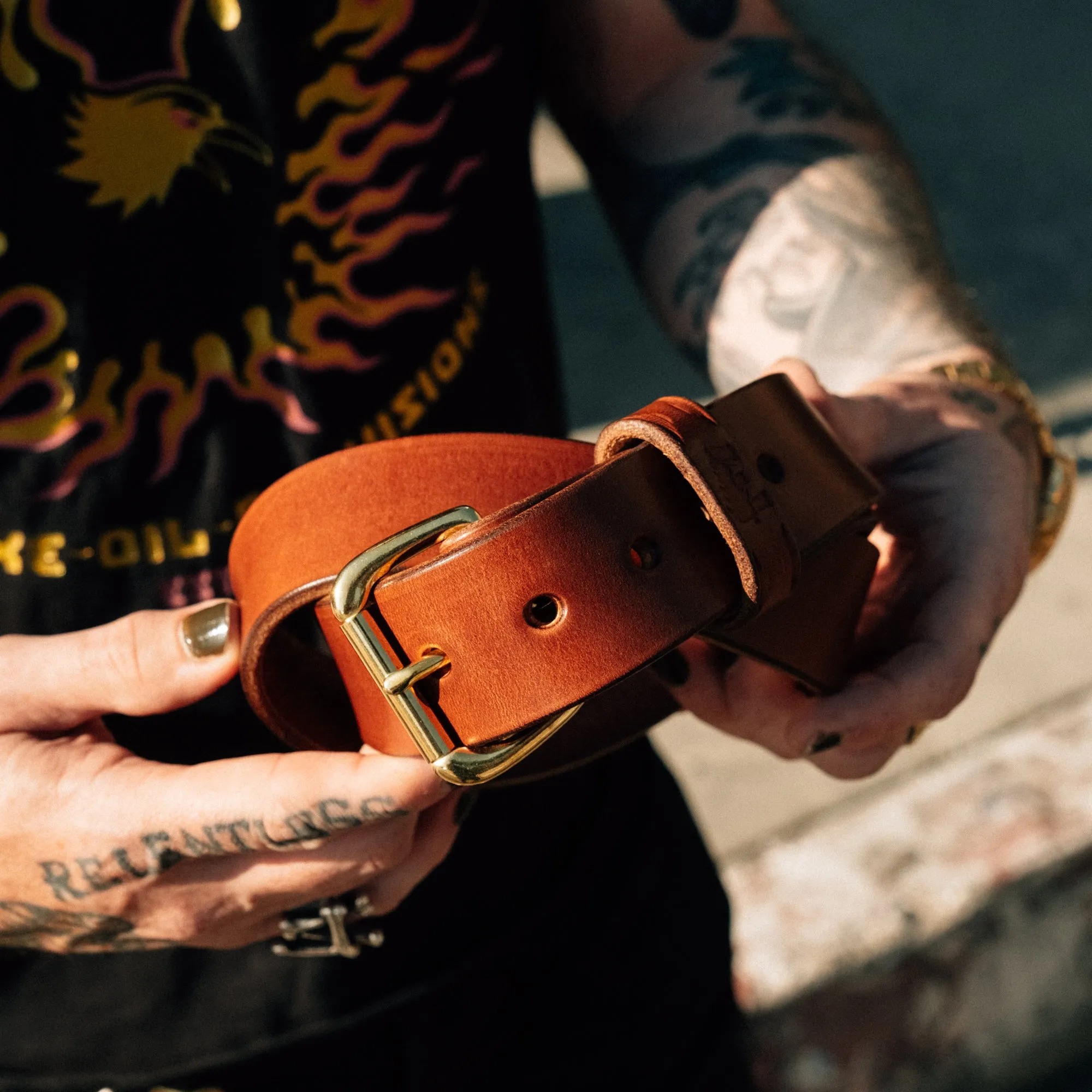 Ewing Dry Goods EDG x SOP Minimalist Belt Brown/ Brass