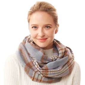 Fall Winter Plaid Check Infinity Scarf