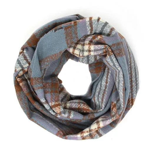 Fall Winter Plaid Check Infinity Scarf