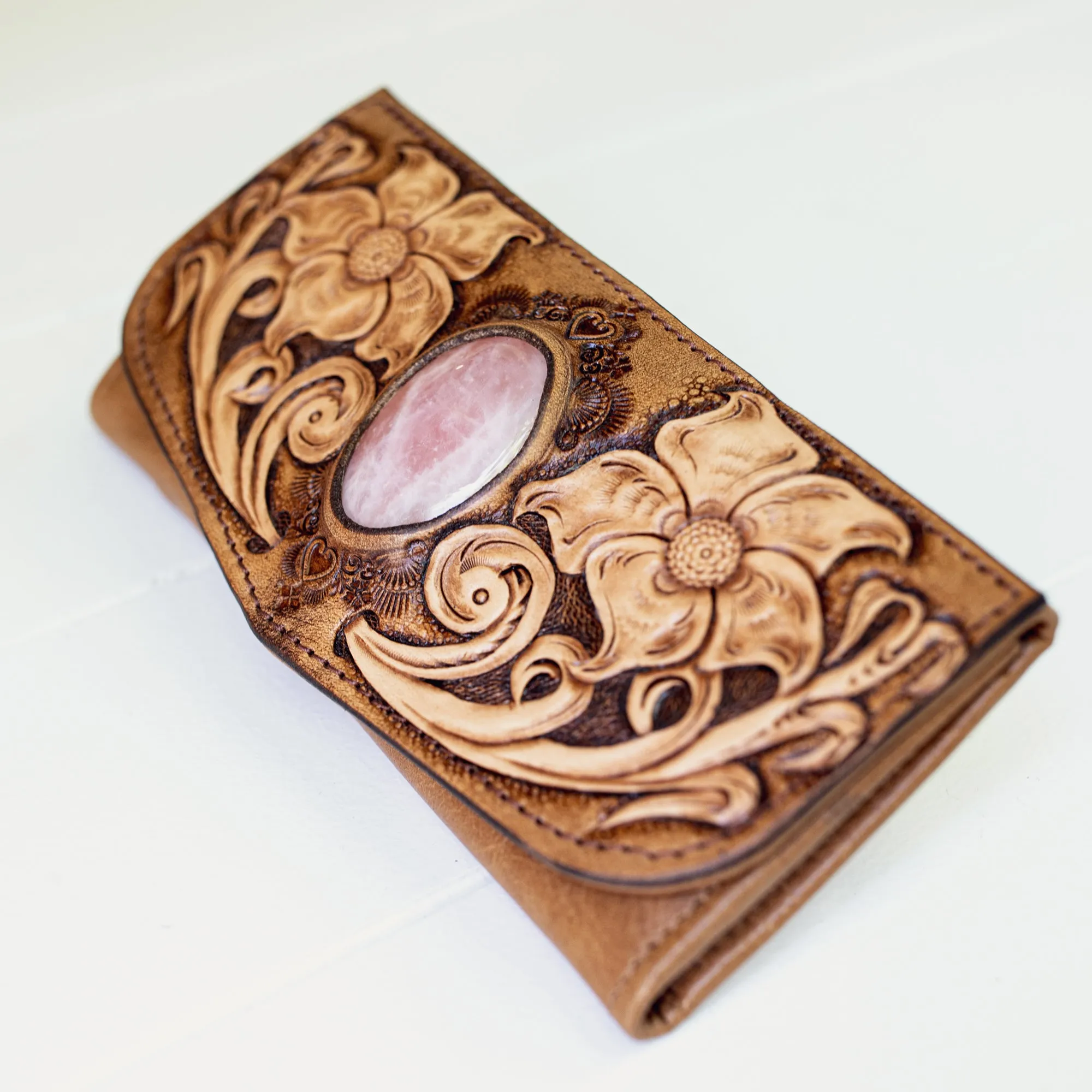 Flower Wallet with Rose Quartz