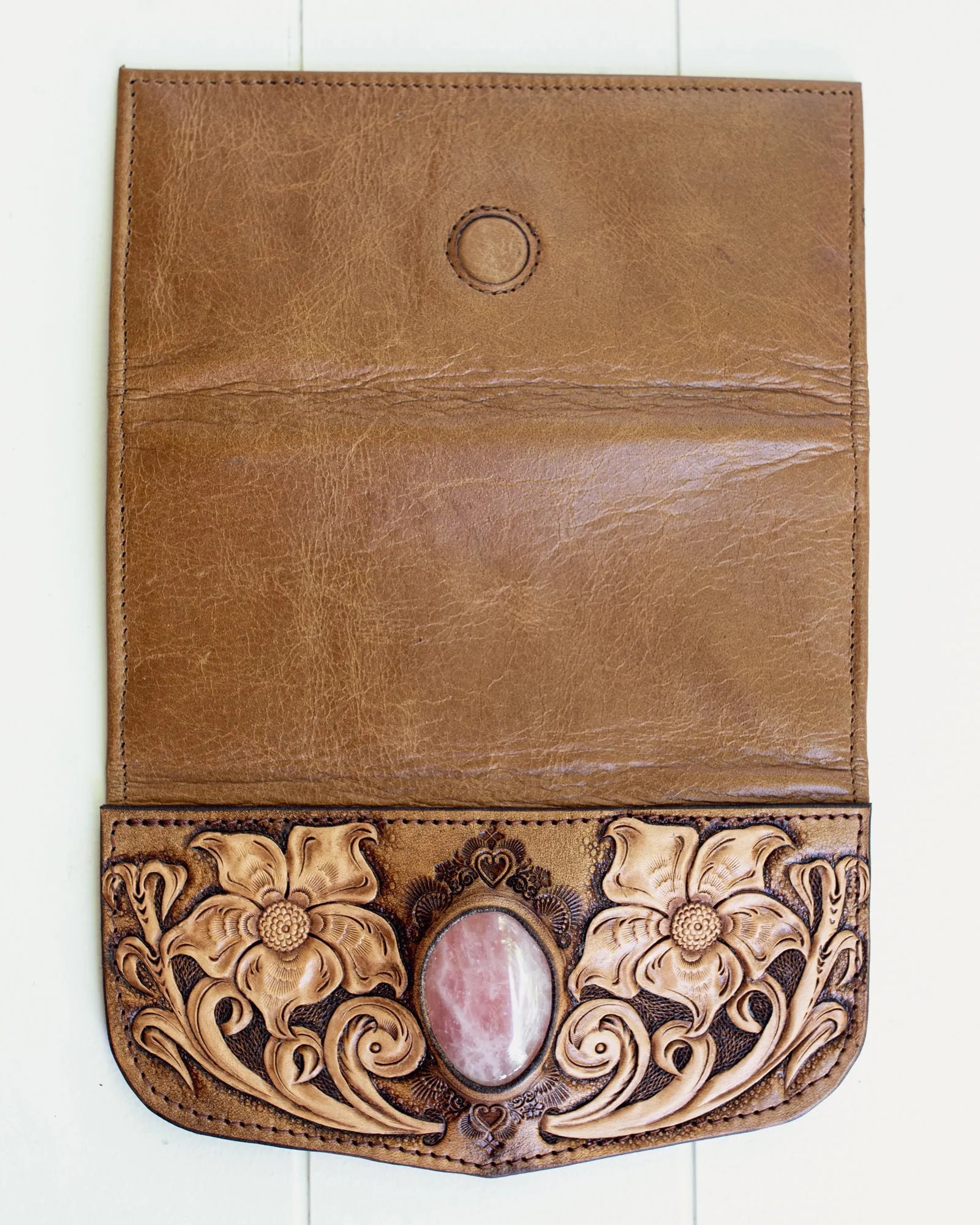 Flower Wallet with Rose Quartz