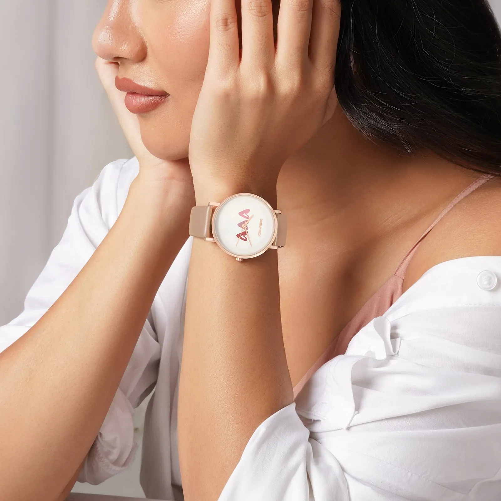 Frolic Mauve PU Strap Watch