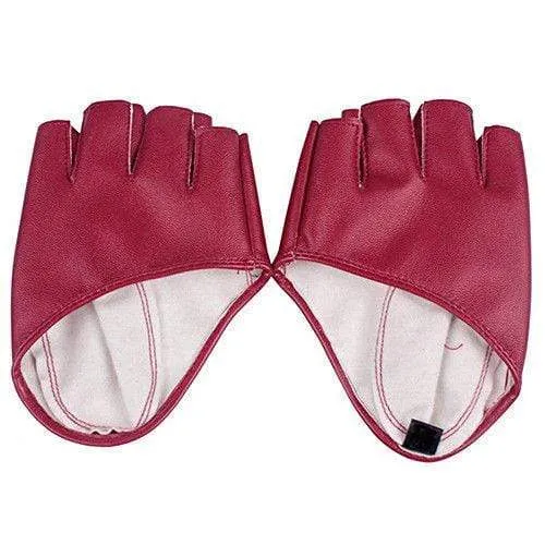 Half Finger Fingerless PU Leather Gloves Lady Driving Show Pole Dance  Mittens for Women Men Free Shipping