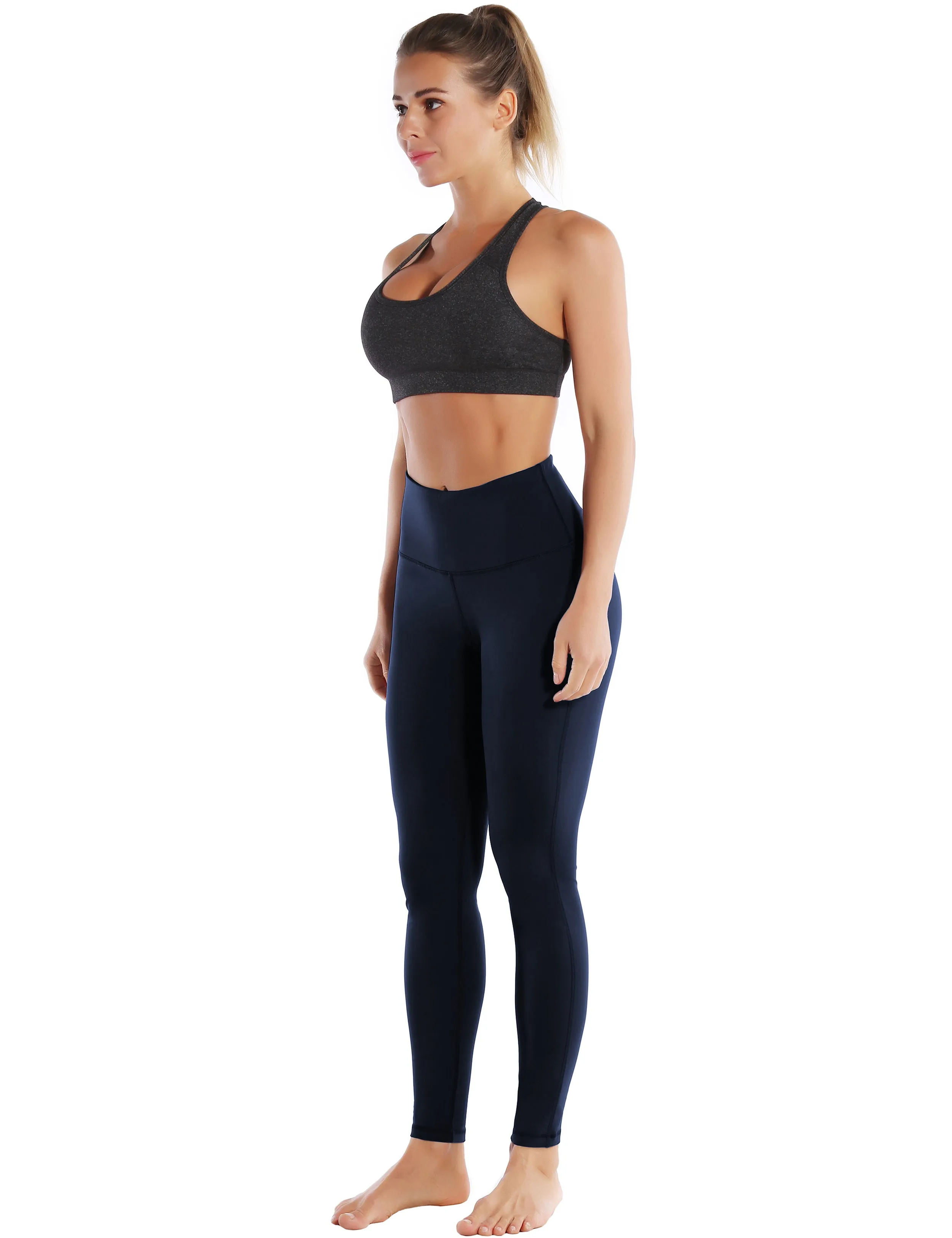 High Waist Side Line Yoga Pants darknavy