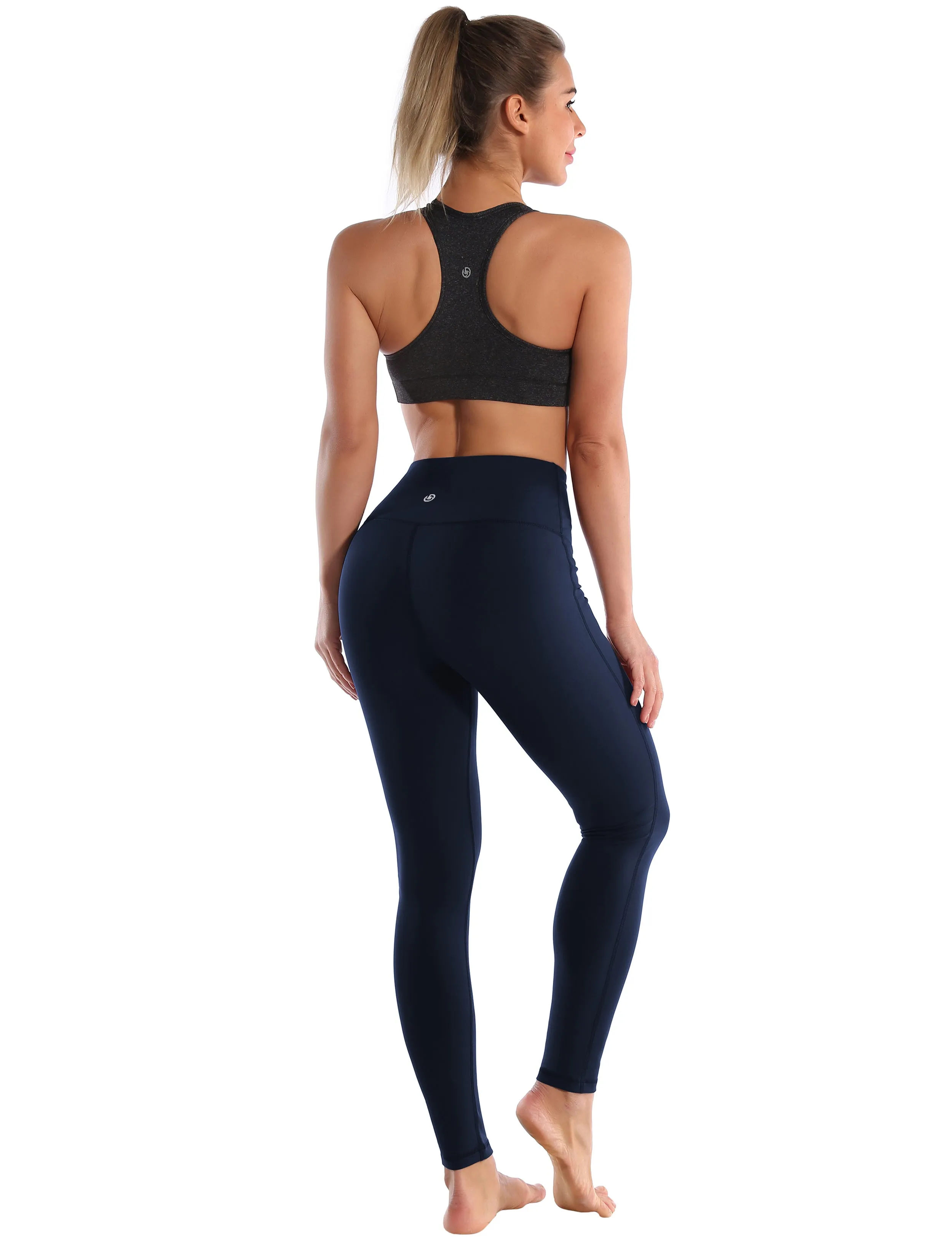 High Waist Side Line Yoga Pants darknavy