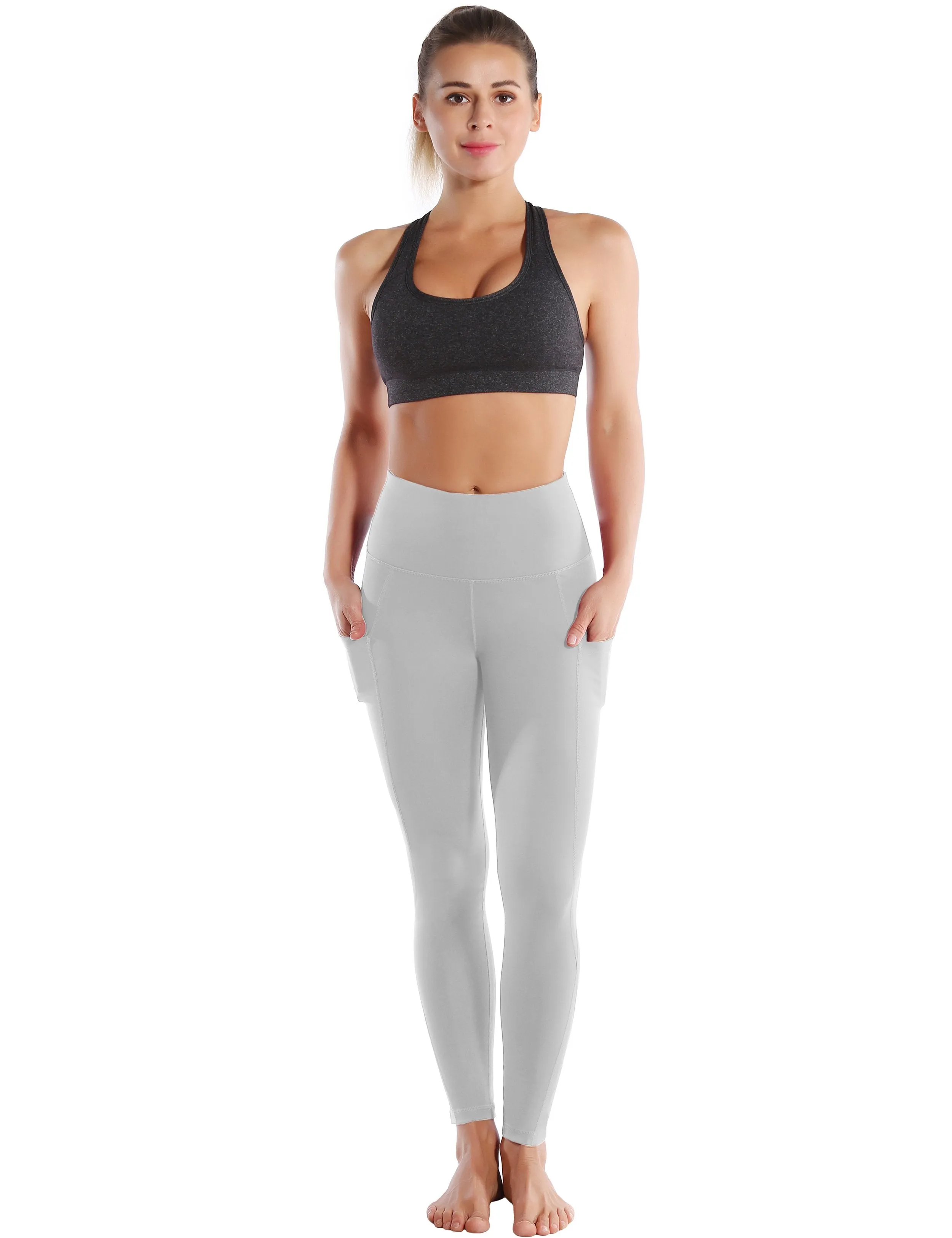 High Waist Side Pockets yogastudio Pants lightgray ins_yogastudio