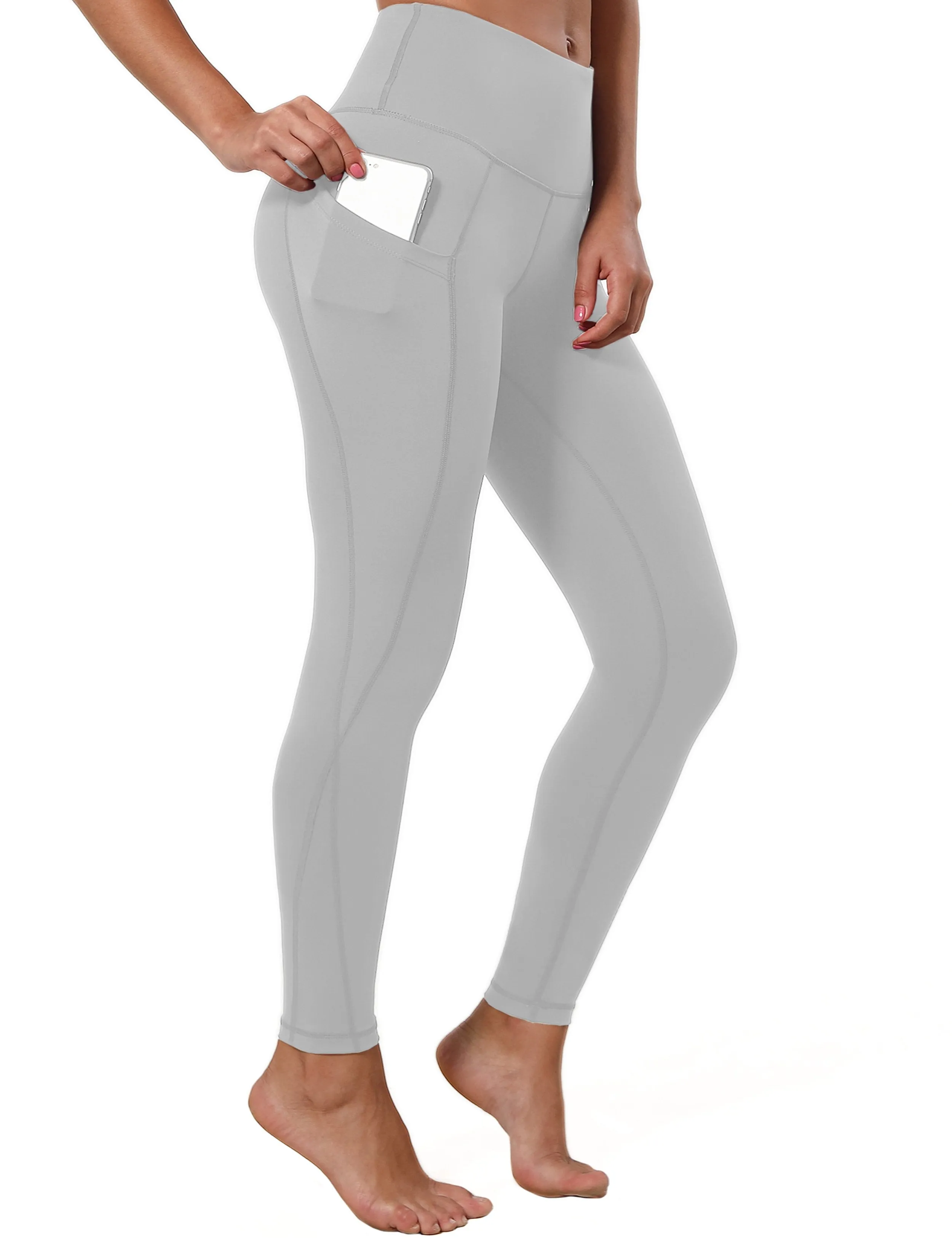 High Waist Side Pockets yogastudio Pants lightgray ins_yogastudio