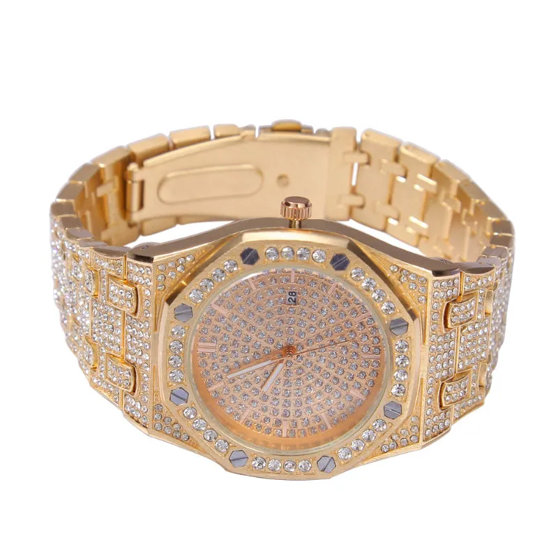 Iced Out Calendar Quartz Watch