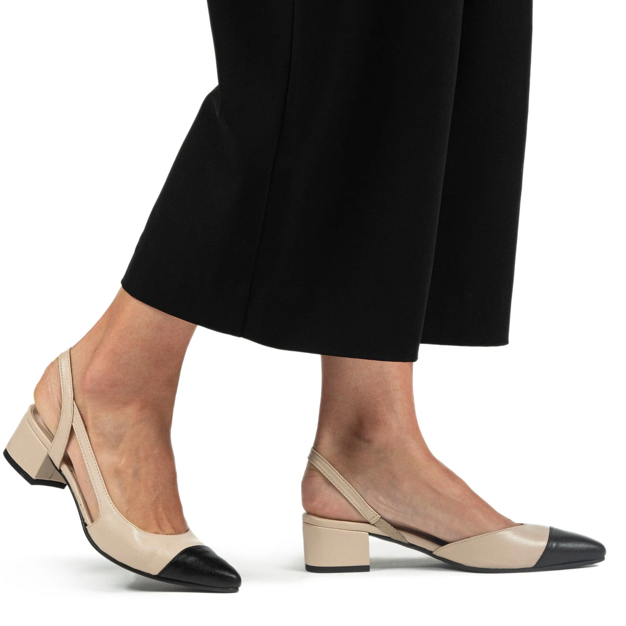 Jaque Vegan Leather Slingback Pumps | Beige