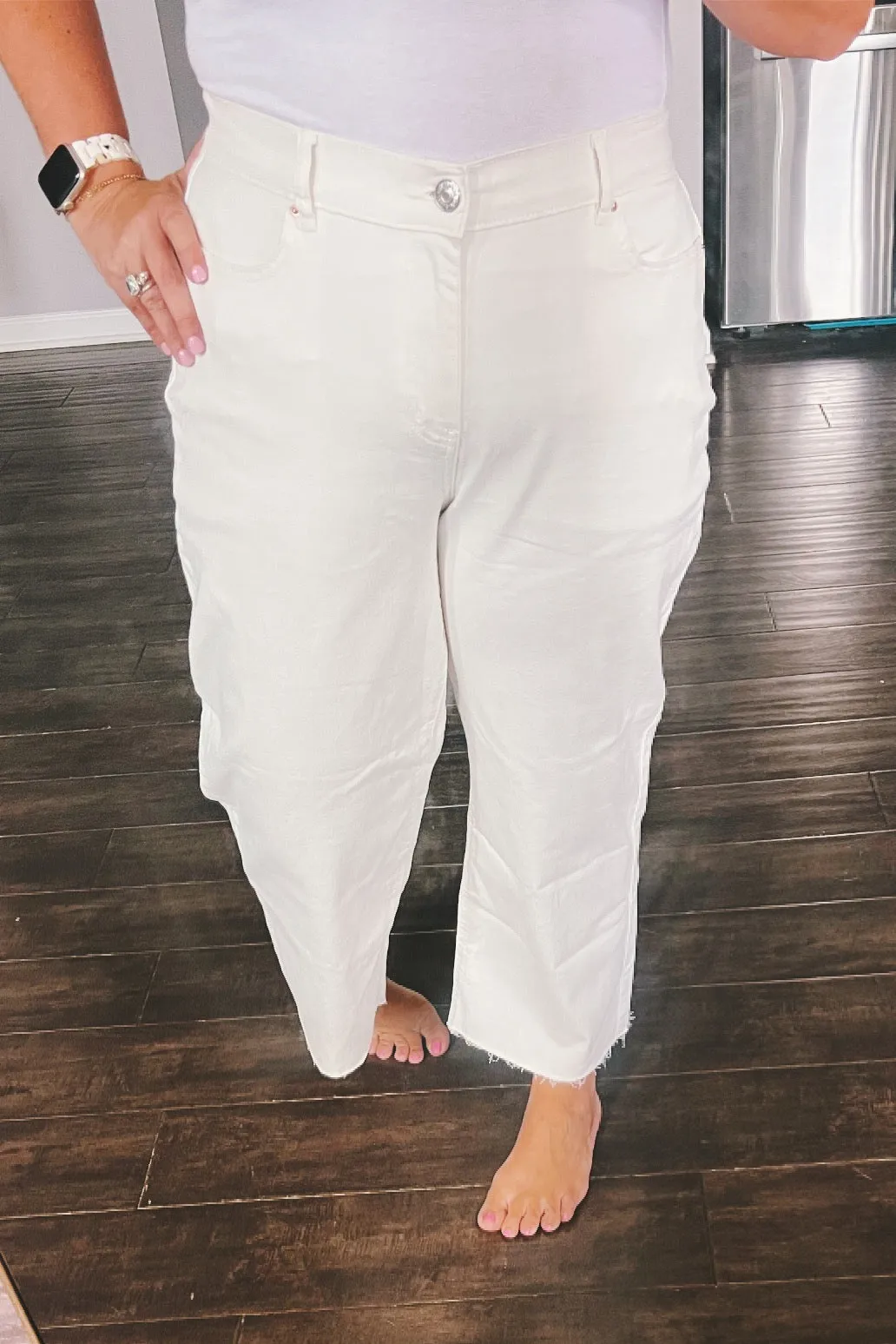 Josie Cropped Stretch Trouser White