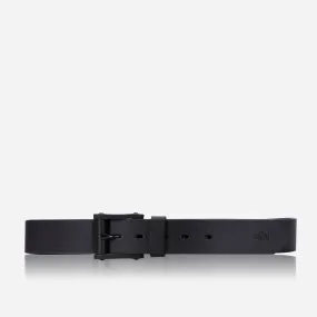 Leather Belt with Signature Buckle, Black