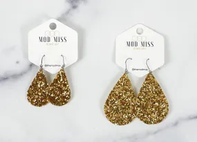 Leather Canvas Teardrop Earring Glitter Gold