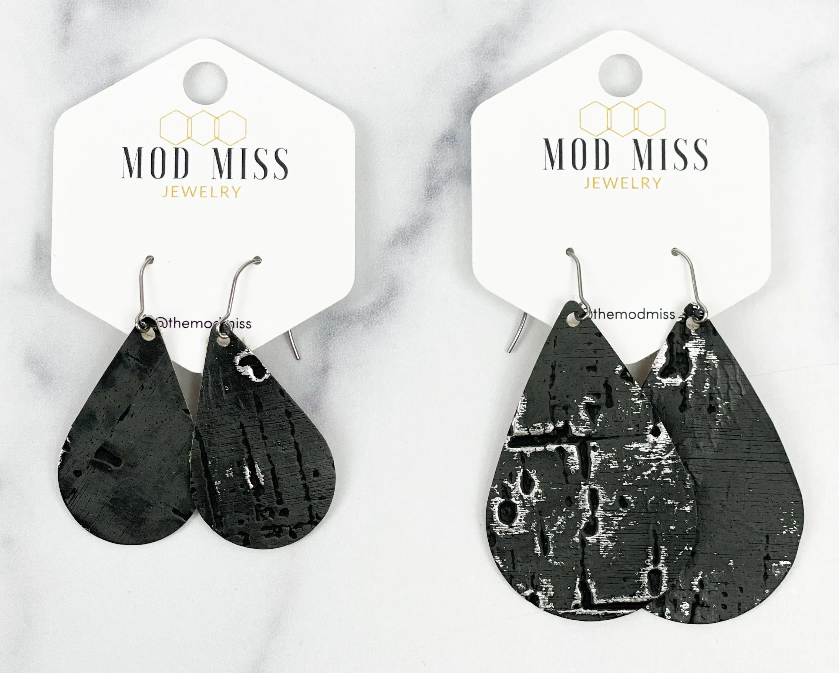 Leather Teardrop Earring Wildwood Gray