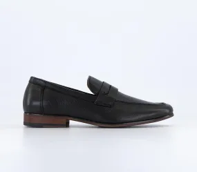 Mens Office Malibu Cut Out Saddle Loafer Black Leather