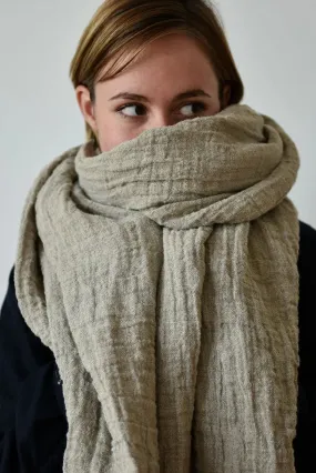 Metta - XL Scarf Rustic Scarf - Raw Linen Gauze