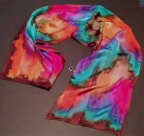 Multi Colors Hand Painted Silk Scarf