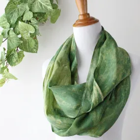 NEW! Hand Dyed Silk infinity Scarf in Olive by Ten Thousand Dandelions