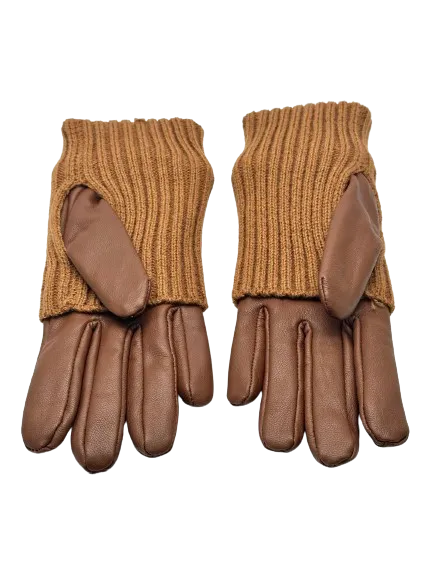 Brown Leather & Wool Driving Gloves by Nicole Farhi - UK S/M